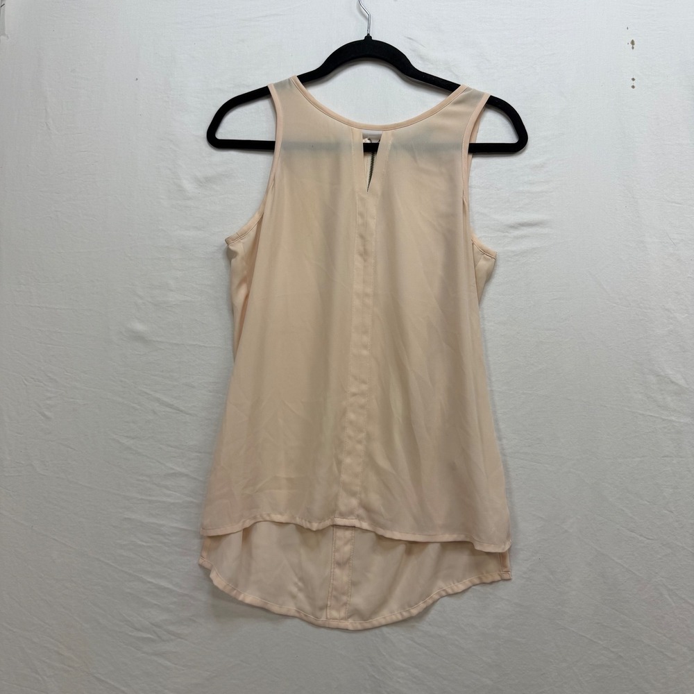 Express Women Peach Pink Sleeveless High Low Blouse Back Zip Top Small